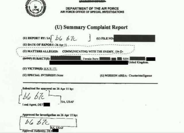 Here's the page from the Pentagon file that labels Assange and Wikileaks as "enemies" of the US Here's the page from the Pentagon file that labels Assange and Wikileaks as "enemies" of the US