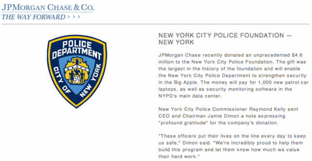 In the old days, companies hired Pinkertons to protect them from the rabble. Now they just give gifts to the cops. In the old days, companies hired Pinkertons to protect them from the rabble. Now they just give gifts to the cops.