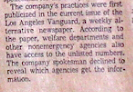 Would a major corporate paper today even pick up a story from a left alternative weekly? (LA Times reference to the LA Vangard as source of its lead article)